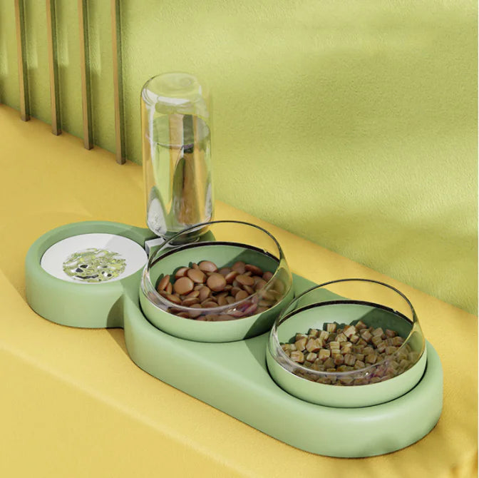 Automatic Pet Feeder with Water Fountain and Stand