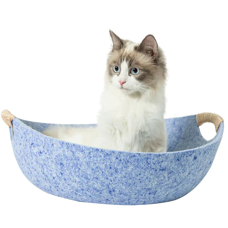 Universal Pet Bed for Cats - Felt and Bowl Design