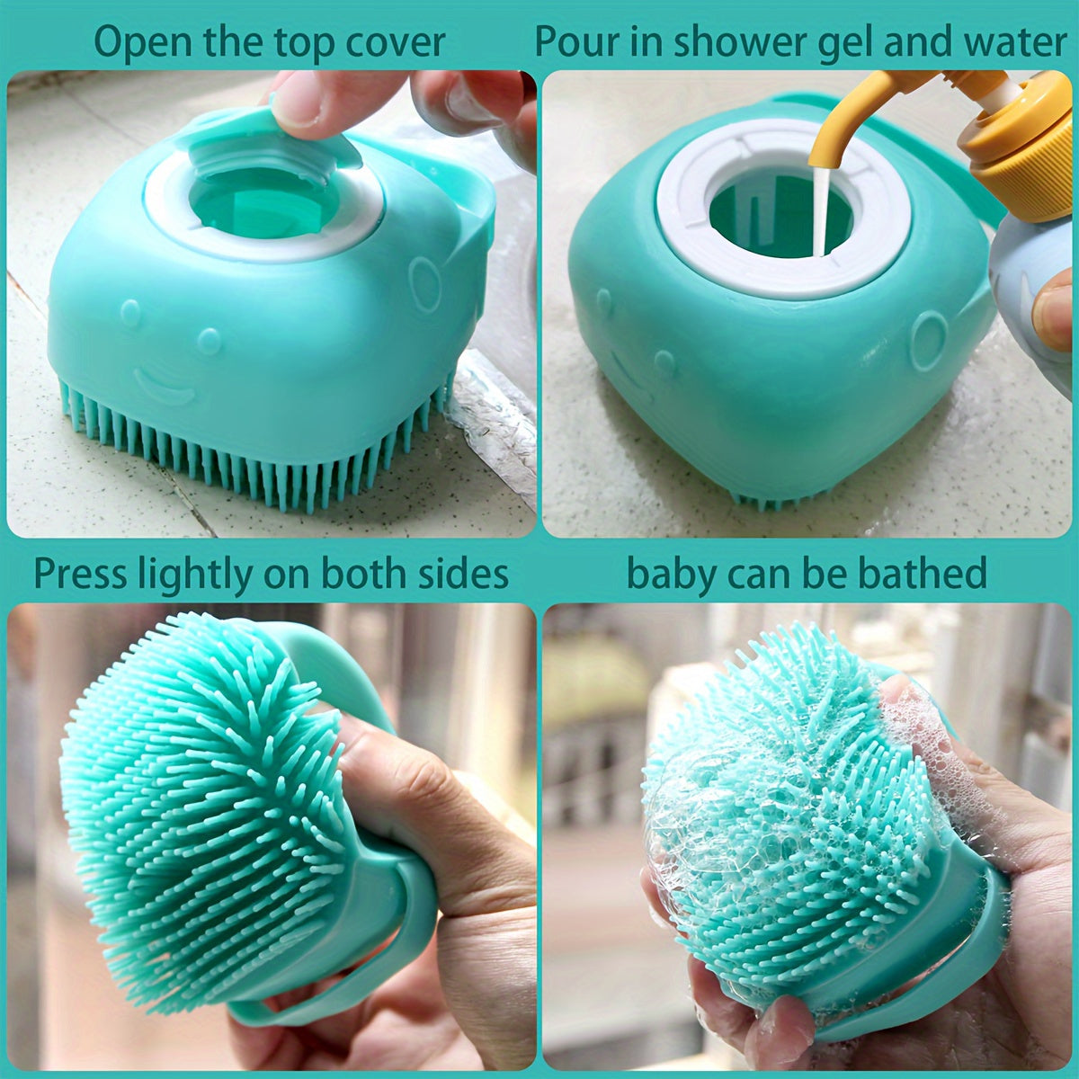 Silicone Pet Bath Brush with Shampoo Dispenser