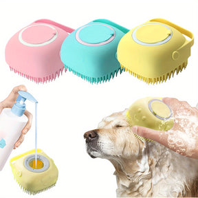 Silicone Pet Bath Brush with Shampoo Dispenser