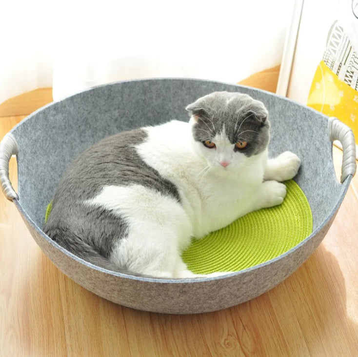 Universal Pet Bed for Cats - Felt and Bowl Design